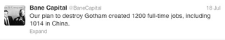 Illustration for article titled Bane Capital tweets its corporate takeover of Gotham City